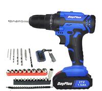 45Nm Electric Drill Set, Cordless Drill Driver with 2 x 21V 1.5Ah Batteries, 1400RPM, 2 Speed, Forward & Reverse Impact Driver Set for Wood Steel Cerramic, Blue