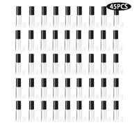 45pcs 1.2ml Mini Lip Gloss Tubes Empty Lipstick Containers DIY Small Lip Gloss Bottles With Black Cap For Cosmetic Packaging And DIY Lip Gloss