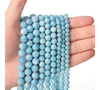 45pcs 8mm Blue Chalcedony Loose Beads, Natural Semi Precious Round Smooth Gemstone Spacer, Charms for Necklaces Bracelets