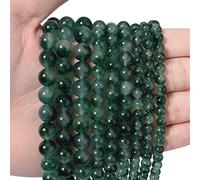 45pcs 8mm Green Chalcedony Loose Beads for Jewelry Making, Natural Semi Precious Beads Round Smooth Gemstone Spacer Beads Charms for Necklaces Bracelets