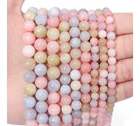 45pcs 8mm Morganite Loose Beads, Natural Semi Precious Round Smooth Gemstone Spacer, Charms for Necklaces Bracelets