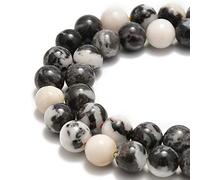 45pcs 8mm Natural Black and White Zebra Jasper Gemstone Round Spacer Loose Stone Beads for Jewelry Making 15.5" 1 Strand