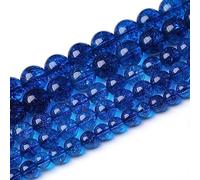 45pcs 8mm Natural Blue Crystal Crackle Quartz Stone Round Loose Beads for Jewelry Making DIY Bracelets Necklaces Energy Healing Stone Beads 15"
