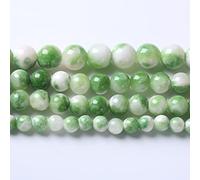 45pcs 8mm Natural Green White n Jade Stone Round Beads for Jewelry Making Loose Spacer Beads DIY Bracelets Necklaces 15" (8mm, Green n Jade)