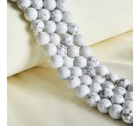 45pcs 8mm Natural Howlite Beads Gemstone Round Loose Beads for Jewelry Making
