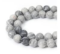 45pcs 8mm Natural Map Jasper Gemstone Beads Energy Healing Crystal Round Loose Stone Beads for Jewelry Making, DIY Bracelets Necklaces