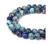 45pcs 8mm Natural Mixed Blue Imperial Jasper Gemstone Beads Energy Healing Crystal Round Loose Stone Beads for Jewelry Making, DIY Bracelets Necklaces