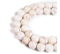 45pcs 8mm Natural Stabilized White Turquoise Gemstone Round Spacer Loose Stone Beads for Jewelry Making 15.5" 1 Strand