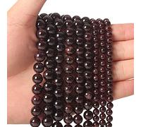 45pcs 8mm Natural Stone Beads Red Garnet Beads Energy Crystal Healing Power Gemstone for Jewelry Making, DIY Bracelet Necklace