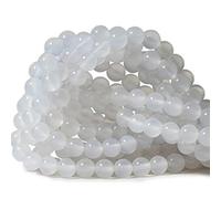 45PCS 8mm Natural White Agate Gemstone Round Loose Beads for Jewelry Making 1 Strand 15"