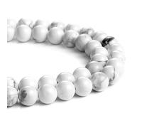 45pcs 8mm Natural White Howlite Stone Beads Round Loose Gemstone Beads for Jewelry Making Strand 15 Inch