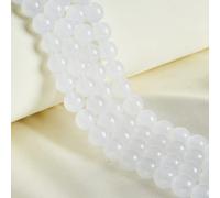 45pcs 8mm Natural White Jade Beads Gemstone Round Loose Beads for Jewelry Making