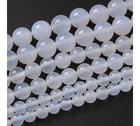 45PCS 8MM Natural White Opal Beads Round Loose Stone Beads for Jewelry Making DIY Energy Stone Healing Power Bracelet 15"