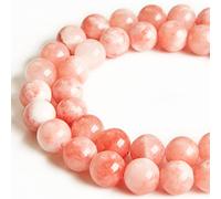 45pcs 8mm Pink White Jade Beads Natural Gemstone Round Loose Beads for Jewelry Making