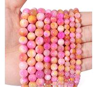 45pcs 8mm Pink Yellow Jade Loose Beads, Natural Semi Precious Round Smooth Gemstone Spacer, Charms for Necklaces Bracelets