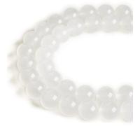 45pcs 8mm White Chalcedony Beads Natural Gemstone Beads Round Loose Beads for Jewelry Making
