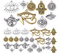 45pcs 9 Styles Eye of Horus Charms Tibetan Alloy Vintage Pendants Craft Supplies for DIY Necklace Bracelet Jewelry Making Handmade Decoration, Antique Silver, Antique Gold