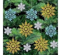 45Pcs Christmas Snowflake Ornaments with Sliver Rope Glittered Gold Sliver Blue Snowflakes Assorted Sizes Snowflakes Hanging Decor for Xmas Winter Christmas Tree Decor DIY Craft, 3 Styles.