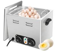 45pcs Commercial Egg Boiler, Electric Poached Egg Maker with Mesh Basket, Temperature Control & Timer, Even Heating for Soft-Boiled Eggs