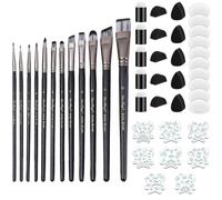 45pcs Face Painting Brushes and Sponges Set, Face Paint Brush Stencil Set | Professional Face Paint Tools for Acrylic Painting, Watercolor Oil Gouache for Christmas Halloween Party for Artists Beginner