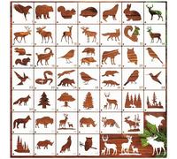 45pcs Forest Animals Stencils for Painting on Wood Wilderness Tree Stencils Paint Wildlife Burning Patterns Bears Deers Template on Art Craft Canvas Wall Fabric Rock (45 Wildlife)