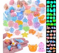 45Pcs Mini Sea Resin Animals, 22 Styles Luminous Ocean Resin Animals and 23 Styles Tiny Sea Miniature Figures for Fairy Garden Landscape Miniature Dollhouse Accessories Hide Crafts Decor