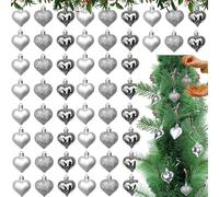 45PCs Silver Heart Baubles 4cm - Shiny, Matte & Glitter Hearts Ornament Christmas Tree Baubles, Glitter Love Heart Pendants for Christmas, New Year, Valentine Decorations