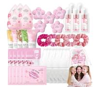 45PCS Sleepover Kit,Spa Party Supplies for Girls,Hangover Kit Fillers,Spa Party Favors Include Facial Masks Skincare,Cleanser,Serum, Hand Cream,Lip Mask,Foot Bath Bombs,Pamper Gift for Spa,Birthday