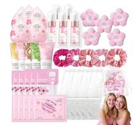 45pcs Sleepover Party Supplies for Girls,5 Set Spa Party Favors Include Facial Masks Skincare,Cleanser,Serum, Hand Cream,Lip Mask,Foot Bath Bombs,Hangover Kit Fillers,Pamper Gift for Spa,Birthday