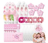 45PCS Sleepover Party Supplies for Girls,Sakura Sleepover Kit Party Favors,Pamper Gift for Spa Days,Birthday,Sleepover Party Supplies for Women,Hangover Kit Fillers (One Size, Sakura Sleepover Kit)