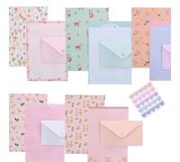 45Pcs Stationery Paper and Envelope Set with Sticker, 5 Unique Print Design with 30 Sheets and 15 Matching Envelopes, Aesthetic Writing Paper for Personal Notes, Thank You Cards Invitations Letter Wri
