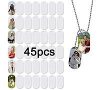 45pcs Sublimation Blank Dog Tag Aluminum White Sublimation Stamping Tag Pendants Double Sided Blank Stamping Metal Tags Personalized Pets Tags Oval