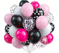 45PCs Vibrant Pink & Orange Latex Balloons Glitter Metallic Confetti Balloons For Birthday Anniversary Party Decoration