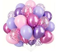 45PCs Vibrant Pink & Orange Latex Balloons Glitter Metallic Confetti Balloons For Birthday Anniversary Party Decoration