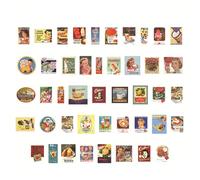 45pcs Vintage Decorative Decals PET Exquisite Memory Iron Box Series Retro Handbook Stickers for Diary Notebook (Food Trap)