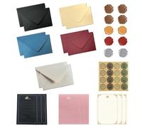 45Pcs Vintage Foil-Stamped Writing Paper & Env Set - 9 Letter Papers, 10 Assorted Cashmere Paper Envs, 16 Seal Stickers & 10 Wax Seal 3D Decals - Ideal for Weddings, Birthdays, Love Letters