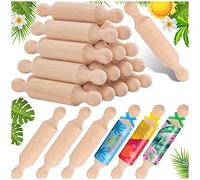 45Pcs Wooden Mini Rolling Pin Long Kitchen Baking Small Dough Rolling Pin for Children Fondant Pastry Pizza Crafting and Imaginative Play for Halloween and Christmas