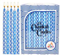 45pk Blue & White Diamond Etched Chanukah Candles