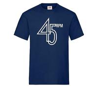 45RPM T Shirt. Retro 45 RPM Vinyl Record Tee Navy Small