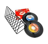 45rpm Vinyl Record Storage Rack - Premium 7inch Holder Stand Metal Wire Display Holds up to 50 Album Lp's - Simple and Contemporary Shelf Concept Design for 7" Records