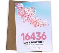 45th Anniversary Card for Husband Wife or Couple - 16436 Days Together - A Happy 45 Year Wedding Anniversary Card for Boyfriend Girlfriend Partner - Romantic Greetings Cards