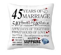 45th Anniversary Cushion Cover Gift for Him Her, 45 Years Anniversary Wedding Gifts Decorations for Couple Boyfriend Girlfriend Men Women Husband Wife, 45 Years of Marriage Pillow Case 45x45cm