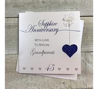 45th Anniversary Handmade Card - Grandparents Sapphire Anniversary - by WHITE COTTON CARDS LLA45-GP
