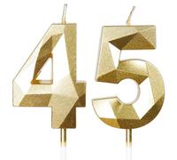 45th Birthday Candles, Number 45 Candle, Gold Candles, Birthday Candle for Cake, Happy Birthday Candle, Cake Candles Cake Topper Decorations for Birthday Party Wedding Anniversary Celebration Supplies