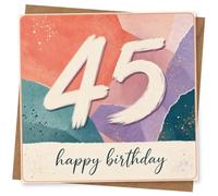 45th Birthday Card, Colourful Design | Eye-catching greeting card; Colourful artwork for a 45th birthday with a warm, memorable feel