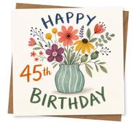 45th Birthday Card for Her, Floral Design | Eye-catching greeting card; Floral artwork for her on a 45th birthday with a warm, memorable feel