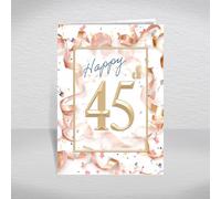 45th Birthday Card for Women - Elegant Rose Gold Confetti & Streamer Theme with Printed 'have a Great birthday!' Inside - Classy Female Greeting: Happy 45th Card (Size A5)