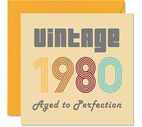 45th Birthday Cards for Men Women - Vintage 1980 Aged To Perfection - 45 Birthday Card Funny for Her Him, 145mm Greeting Cards Mum Dad Brother Sister Uncle Auntie