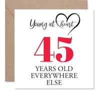 45th Birthday Cards for Men Women - Young at Heart - Happy Birthday Card for 45 Year Old Man Woman Cousin Husband Dad Uncle, 145mm Bday Greeting Cards