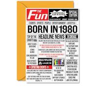 45th Birthday Cards for Women Men - Born In 1980 Newspaper - Happy 45 Birthday Card for Dad Mum Aunt Uncle Vintage Retro Back In 1980, A5 Bday Greeting Cards